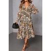 image:imageRVivimos Womens Fall Floral Print Midi Dress 2026 Long Sleeve V Neck Casual Loose Ruffle Tiered Flowy DressMultiyellow