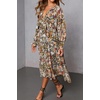 image:imageRVivimos Womens Fall Floral Print Midi Dress 2026 Long Sleeve V Neck Casual Loose Ruffle Tiered Flowy DressMultiyellow