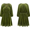 image:imageRVivimos Womens Fall Velvet Tunic Dress 2026 Trendy Sexy Deep V Neck 34 Sleeve Elastic Waist Loose Mini Dress with PocketsArmy Green