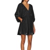image:imageRVivimos Womens Fall Velvet Tunic Dress 2026 Trendy Sexy Deep V Neck 34 Sleeve Elastic Waist Loose Mini Dress with PocketsBlack