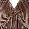 image:imageRVivimos Womens Fall Velvet Tunic Dress 2026 Trendy Sexy Deep V Neck 34 Sleeve Elastic Waist Loose Mini Dress with PocketsBrown