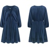 image:imageRVivimos Womens Fall Velvet Tunic Dress 2026 Trendy Sexy Deep V Neck 34 Sleeve Elastic Waist Loose Mini Dress with PocketsDark Blue