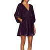 image:imageRVivimos Womens Fall Velvet Tunic Dress 2026 Trendy Sexy Deep V Neck 34 Sleeve Elastic Waist Loose Mini Dress with PocketsDark Purple