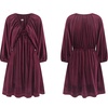 image:imageRVivimos Womens Fall Velvet Tunic Dress 2026 Trendy Sexy Deep V Neck 34 Sleeve Elastic Waist Loose Mini Dress with PocketsMulberry