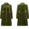 image:imageRVivimos Womens Fall Winter Velvet Button Down Mini Dress 2026 Long Sleeve Casual Swing Flowy Shirt DressArmy Green