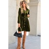 image:imageRVivimos Womens Fall Winter Velvet Button Down Mini Dress 2026 Long Sleeve Casual Swing Flowy Shirt DressArmy Green