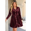 image:imageRVivimos Womens Fall Winter Velvet Button Down Mini Dress 2026 Long Sleeve Casual Swing Flowy Shirt DressBurgundy