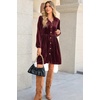 image:imageRVivimos Womens Fall Winter Velvet Button Down Mini Dress 2026 Long Sleeve Casual Swing Flowy Shirt DressBurgundy