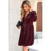 image:imageRVivimos Womens Fall Winter Velvet Button Down Mini Dress 2026 Long Sleeve Casual Swing Flowy Shirt DressBurgundy