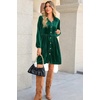 image:imageRVivimos Womens Fall Winter Velvet Button Down Mini Dress 2026 Long Sleeve Casual Swing Flowy Shirt DressDark Green