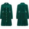 image:imageRVivimos Womens Fall Winter Velvet Button Down Mini Dress 2026 Long Sleeve Casual Swing Flowy Shirt DressDark Green