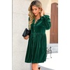 image:imageRVivimos Womens Fall Winter Velvet Button Down Mini Dress 2026 Long Sleeve Casual Swing Flowy Shirt DressDark Green