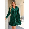 image:imageRVivimos Womens Fall Winter Velvet Button Down Mini Dress 2026 Long Sleeve Casual Swing Flowy Shirt DressDark Green