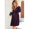 image:imageRVivimos Womens Fall Winter Velvet Button Down Mini Dress 2026 Long Sleeve Casual Swing Flowy Shirt DressDark Purple