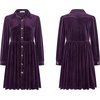 image:imageRVivimos Womens Fall Winter Velvet Button Down Mini Dress 2026 Long Sleeve Casual Swing Flowy Shirt DressDark Purple