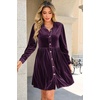 image:imageRVivimos Womens Fall Winter Velvet Button Down Mini Dress 2026 Long Sleeve Casual Swing Flowy Shirt DressDark Purple