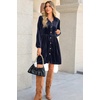 image:imageRVivimos Womens Fall Winter Velvet Button Down Mini Dress 2026 Long Sleeve Casual Swing Flowy Shirt DressNavy Blue