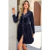 image:imageRVivimos Womens Fall Winter Velvet Button Down Mini Dress 2026 Long Sleeve Casual Swing Flowy Shirt DressNavy Blue
