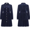 image:imageRVivimos Womens Fall Winter Velvet Button Down Mini Dress 2026 Long Sleeve Casual Swing Flowy Shirt DressNavy Blue