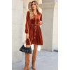 image:imageRVivimos Womens Fall Winter Velvet Button Down Mini Dress 2026 Long Sleeve Casual Swing Flowy Shirt DressRust Brown