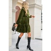 image:imageRVivimos Womens Fall Winter Velvet Tunic Dress 2026 Long Sleeve V Neck Casual Loose Tiered Ruffle Mini DressArmy Green