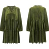image:imageRVivimos Womens Fall Winter Velvet Tunic Dress 2026 Long Sleeve V Neck Casual Loose Tiered Ruffle Mini DressArmy Green