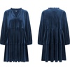 image:imageRVivimos Womens Fall Winter Velvet Tunic Dress 2026 Long Sleeve V Neck Casual Loose Tiered Ruffle Mini DressDark Blue