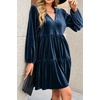 image:imageRVivimos Womens Fall Winter Velvet Tunic Dress 2026 Long Sleeve V Neck Casual Loose Tiered Ruffle Mini DressDark Blue