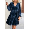 image:imageRVivimos Womens Fall Winter Velvet Tunic Dress 2026 Long Sleeve V Neck Casual Loose Tiered Ruffle Mini DressDark Blue