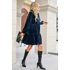 image:imageRVivimos Womens Fall Winter Velvet Tunic Dress 2026 Long Sleeve V Neck Casual Loose Tiered Ruffle Mini DressDark Blue