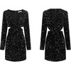 image:imageRVivimos Womens Glitter Sequin Party Dresses Fall Winter Long Sleeve Sexy Deep V Neck Cut Out Sparkly Club Velvet Mini DressBlack
