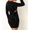 image:imageRVivimos Womens Glitter Sequin Party Dresses Fall Winter Long Sleeve Sexy Deep V Neck Cut Out Sparkly Club Velvet Mini DressBlack