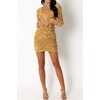 image:imageRVivimos Womens Glitter Sequin Party Dresses Fall Winter Long Sleeve Sexy Deep V Neck Cut Out Sparkly Club Velvet Mini DressGold