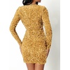 image:imageRVivimos Womens Glitter Sequin Party Dresses Fall Winter Long Sleeve Sexy Deep V Neck Cut Out Sparkly Club Velvet Mini DressGold