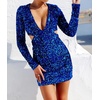 image:imageRVivimos Womens Glitter Sequin Party Dresses Fall Winter Long Sleeve Sexy Deep V Neck Cut Out Sparkly Club Velvet Mini DressRoyalblue