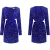 image:imageRVivimos Womens Glitter Sequin Party Dresses Fall Winter Long Sleeve Sexy Deep V Neck Cut Out Sparkly Club Velvet Mini DressRoyalblue