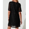 image:imageRVivimos Womens Loose Party Sparkly Sequin Dress Short Sleeve Back Button Crew Neck Glitter Mini Shift Dress ClubwearBlack