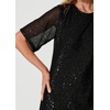 image:imageRVivimos Womens Loose Party Sparkly Sequin Dress Short Sleeve Back Button Crew Neck Glitter Mini Shift Dress ClubwearBlack