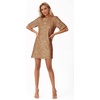 image:imageRVivimos Womens Loose Party Sparkly Sequin Dress Short Sleeve Back Button Crew Neck Glitter Mini Shift Dress ClubwearBrown