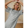image:imageRVivimos Womens Loose Party Sparkly Sequin Dress Short Sleeve Back Button Crew Neck Glitter Mini Shift Dress ClubwearSilver