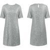 image:imageRVivimos Womens Loose Party Sparkly Sequin Dress Short Sleeve Back Button Crew Neck Glitter Mini Shift Dress ClubwearSilver