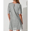 image:imageRVivimos Womens Loose Party Sparkly Sequin Dress Short Sleeve Back Button Crew Neck Glitter Mini Shift Dress ClubwearSilver
