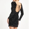 image:imageRVivimos Womens Sequin Bodycon Dress Fall Winter Velvet Warm Long Sleeve Crew Neck Sexy Backless Glitter Slit Mini DressBlack