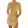 image:imageRVivimos Womens Sequin Bodycon Dress Fall Winter Velvet Warm Long Sleeve Crew Neck Sexy Backless Glitter Slit Mini DressGold