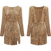 image:imageRVivimos Womens Sequin Bodycon Dress Fall Winter Velvet Warm Long Sleeve Crew Neck Sexy Backless Glitter Slit Mini DressKhaki