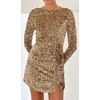 image:imageRVivimos Womens Sequin Bodycon Dress Fall Winter Velvet Warm Long Sleeve Crew Neck Sexy Backless Glitter Slit Mini DressKhaki