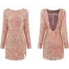 image:imageRVivimos Womens Sequin Bodycon Dress Fall Winter Velvet Warm Long Sleeve Crew Neck Sexy Backless Glitter Slit Mini DressPink