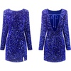 image:imageRVivimos Womens Sequin Bodycon Dress Fall Winter Velvet Warm Long Sleeve Crew Neck Sexy Backless Glitter Slit Mini DressRoyalblue