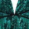 image:imageRVivimos Womens Sequin Dress Spaghetti Strap Sexy Deep V Neck Backless Glitter Club Party Skater Swing Mini DressDark Green