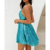 image:imageRVivimos Womens Sequin Dress Spaghetti Strap Sexy Deep V Neck Backless Glitter Club Party Skater Swing Mini DressLake Blue